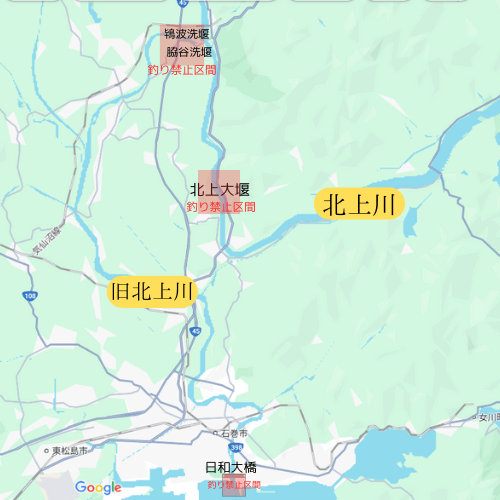 北上川・旧北上川の地図