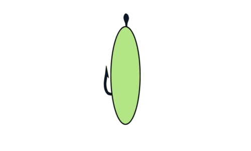 釣り針に刺されたユムシの絵