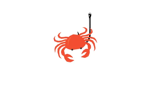 つり針に付いているカニの絵