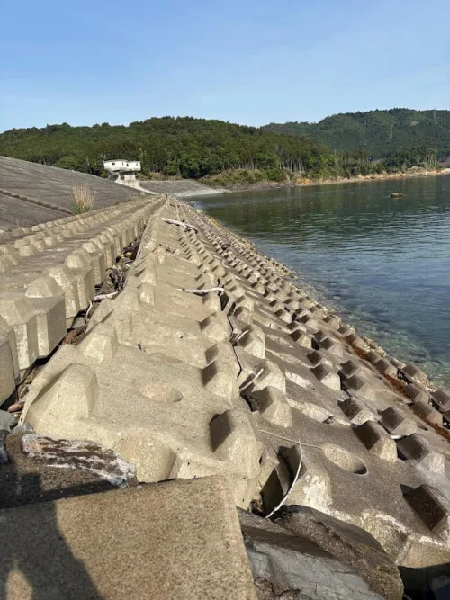 防潮堤の敷石