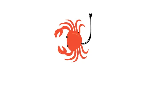 釣り針に付いているカニの絵